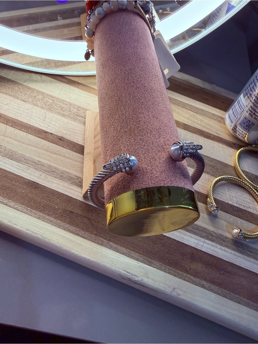 Silver-Tone Pearl Cable Cuff Bracelet